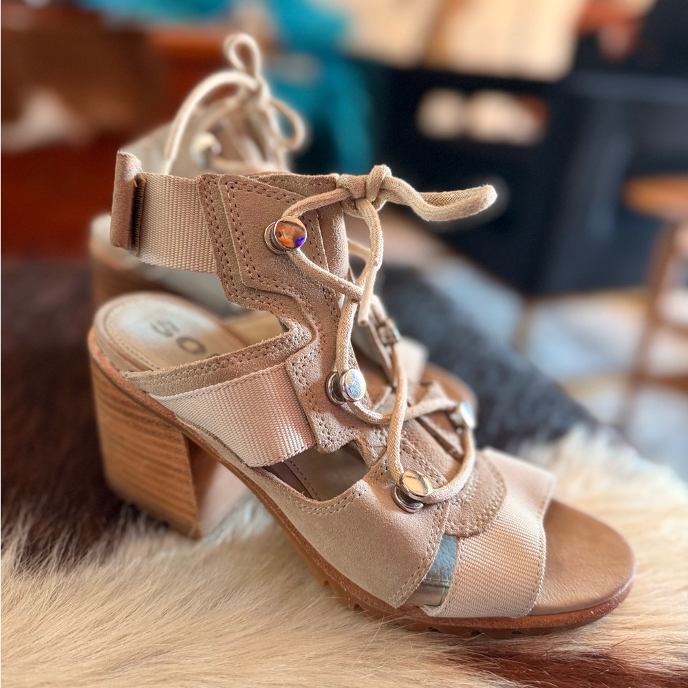 Sorel Tan Lace-Up Heels